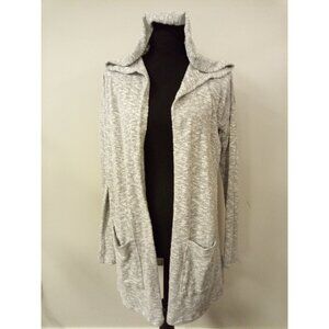 GAP Women's White Grey Hooded Cardigan Sweater Size Medium